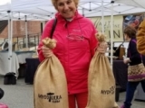 Judi Kotanchik with her mushroom growing find